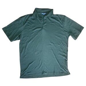 PORT AUTHORITY Solid All Green Collared Polo Short‎ Sleeve Shirt Mens Size XL